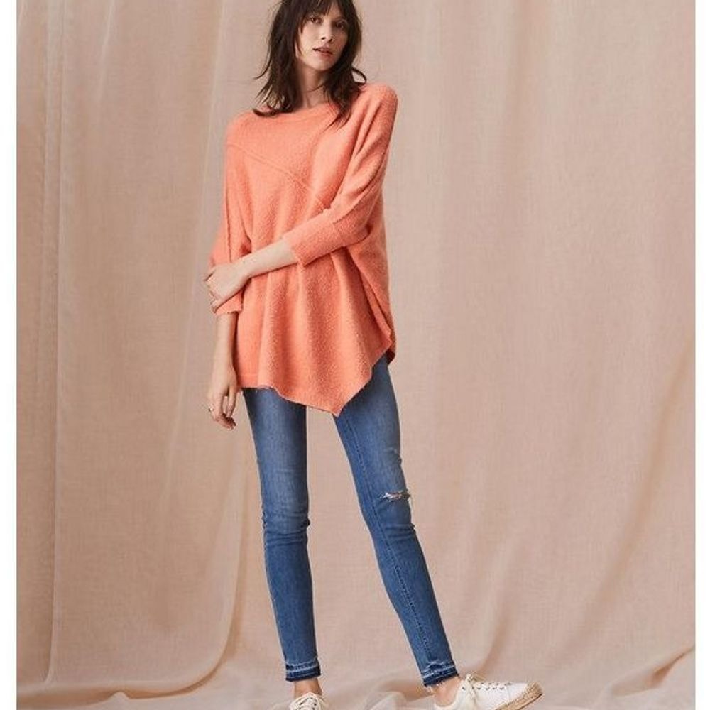 Lou & Grey Fuzz Boulce Orange Poncho Sweater
